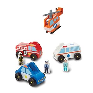 <<預訂>> Melissa and Doug Wooden Emergency Vehicle Set