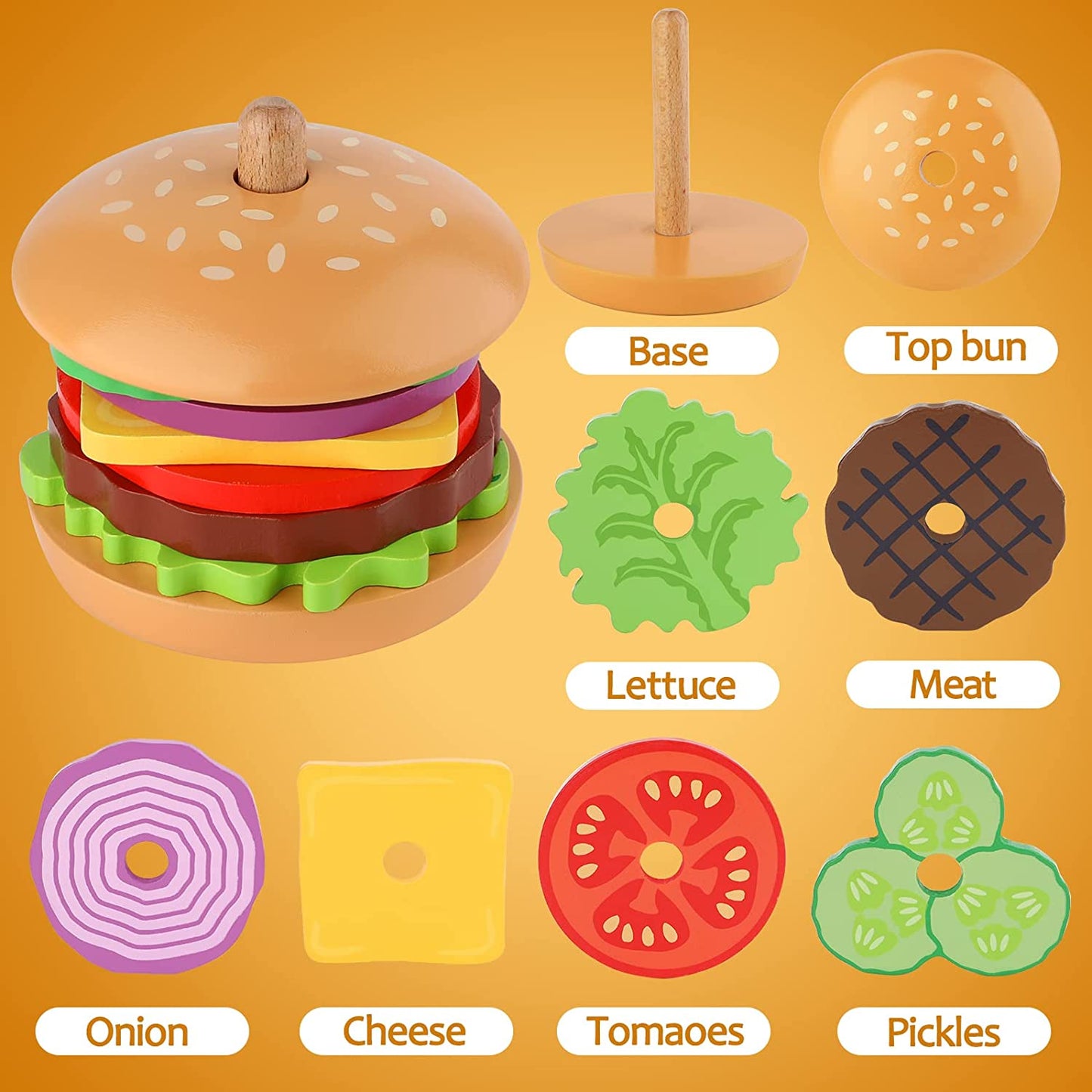 <<預訂>>木製漢堡包玩具