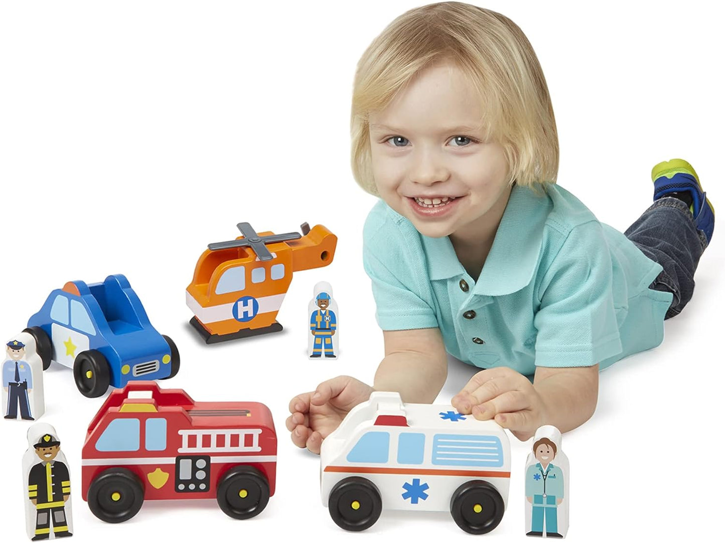 <<預訂>> Melissa and Doug Wooden Emergency Vehicle Set